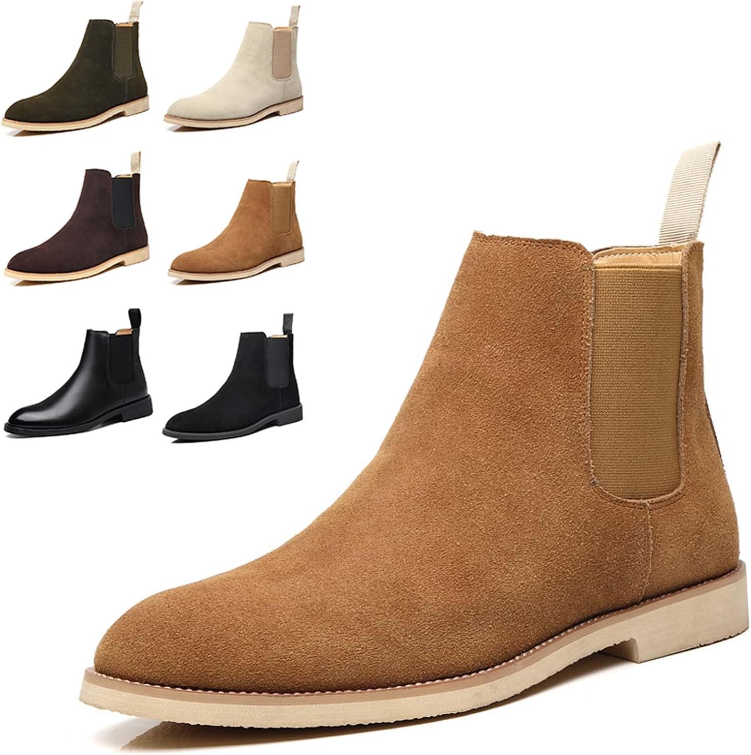 

Мужские ботинки челси, деловые повседневные замшевые ботильоны, классические эластичные элегантные ботинки челси для мужчин, зима/осень Generic, Tan Plush Lined