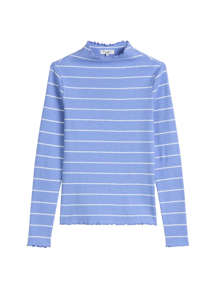 

Marc O'Polo DENIM Приталенная футболка с длинными рукавами в рубчик, средне-синего цвета