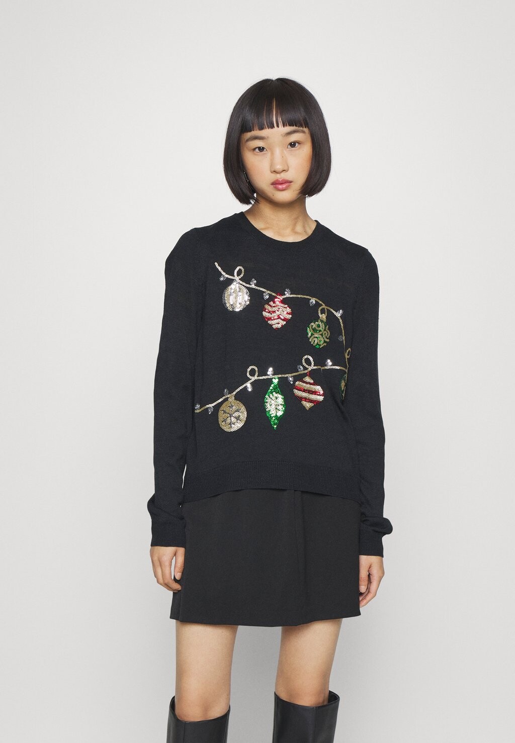 

Свитшот ONLY Petite ONLXMAS GLITTER DECO ONECK, черный