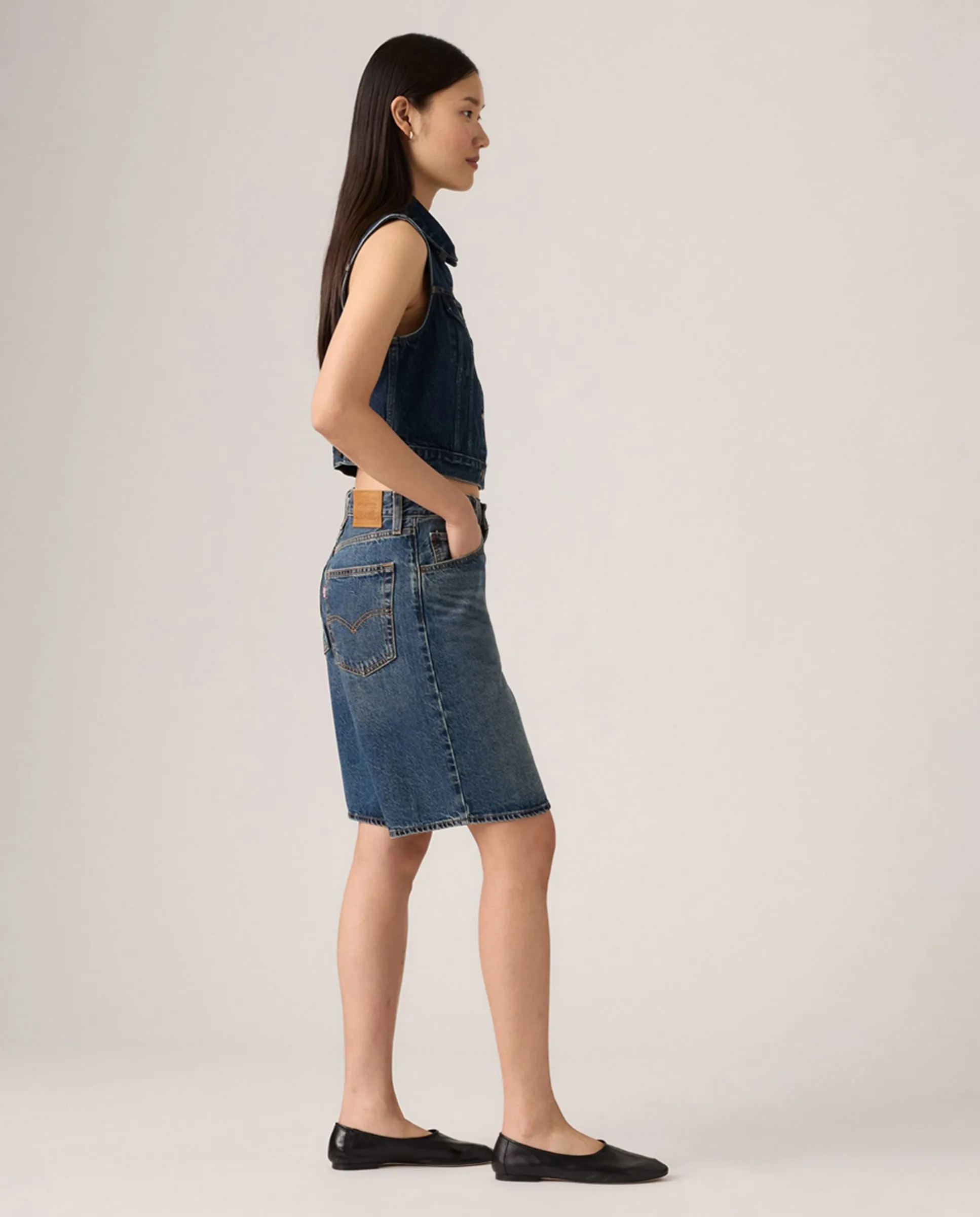 Короткие джинсы-бермуды для женщин Baggy Dad Jort Levi'S, темно-синий — фото 4