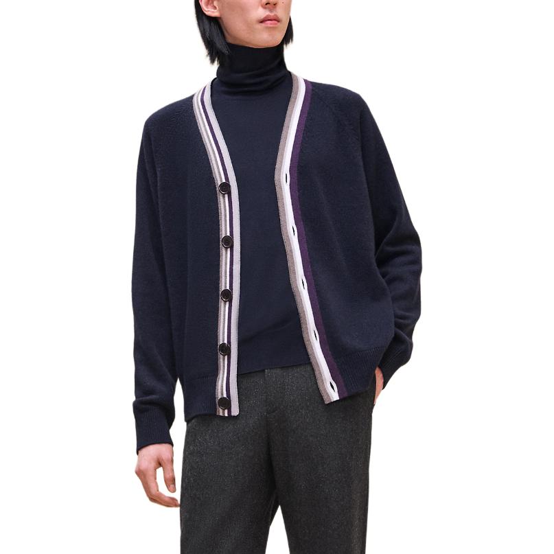

Мужской кашемировый свитер FW24, цвет морской волны HERMES, Marine Blue