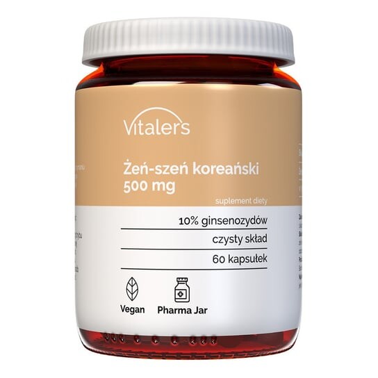 

Vitaler's, Женьшень корейский (Panax ginseng) 500 мг, 60 капсул.