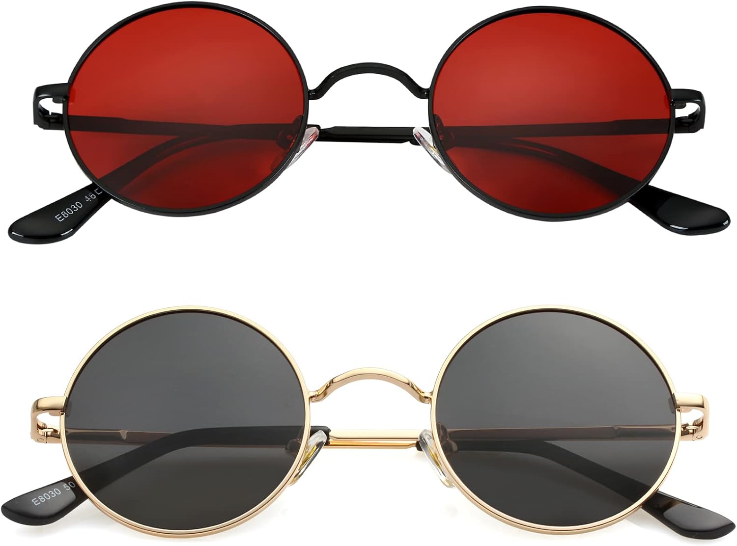 

Солнцезащитные очки Kursan John Lennon, маленькие круглые поляризованные, для женщин и мужчин, в стиле хиппи, ретро, ​​красные, 45 мм, Two-pack (Black/Red + Gold/Black)