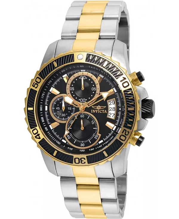

Мужские кварцевые многофункциональные часы Pro Diver 22418 с черным циферблатом Invicta, gold