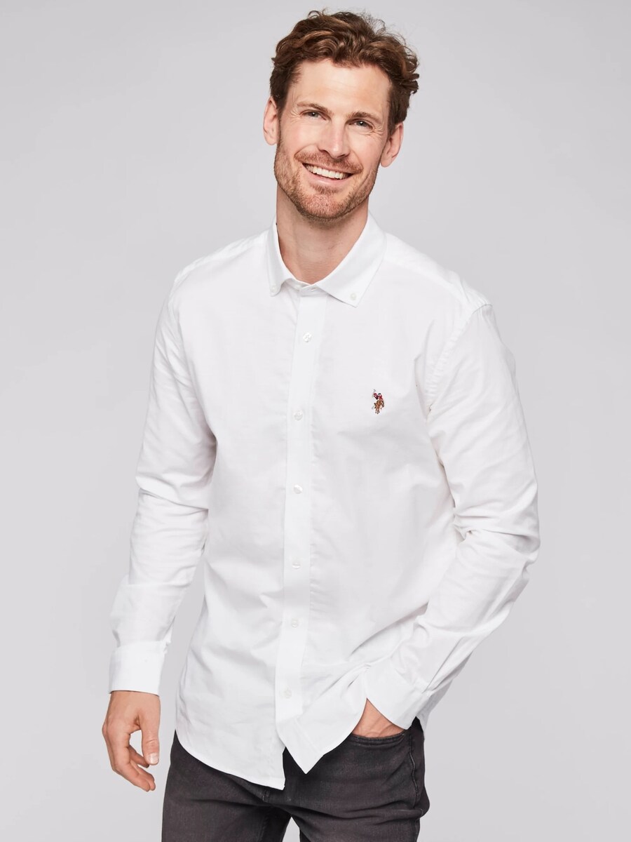 Рубашка Slim Fit на пуговицах U.S. POLO ASSN. Esmar, белый — фото 3