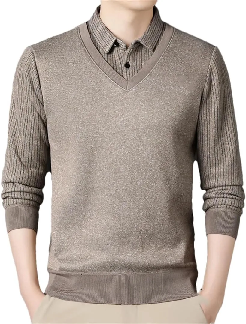 

Мужской пуловер с воротником стойкой, вязаный кардиган в классическую клетку