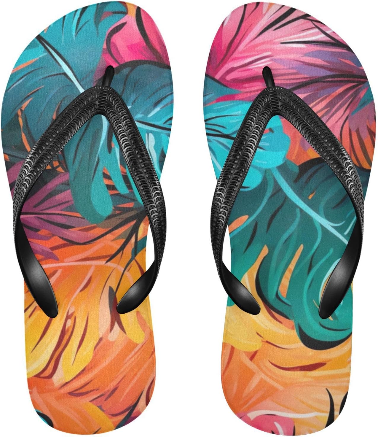 

Пляжные летние сандалии на пальцах Palm Leaf с тропическим цветным принтом для женщин и мужчин, для душа Kfbe, Leaf Color