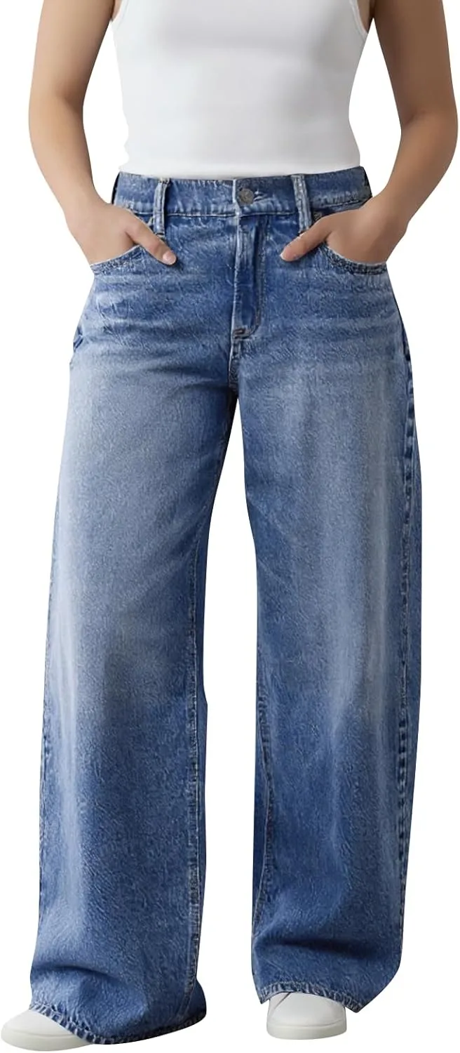 

Женские джинсы Wide Leg в стиле ретро с высокой посадкой и карманами HYYGOCCTV