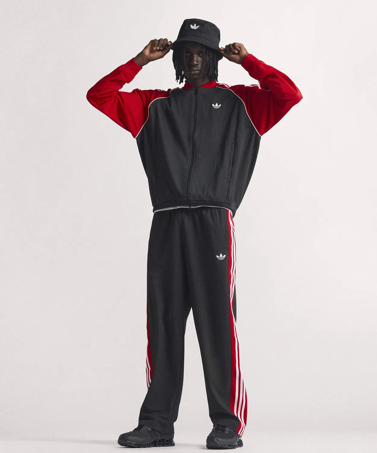 Мужские свободные спортивные брюки с утяжкой Loose Mesh Trackpants Adidas, Black — фото 2