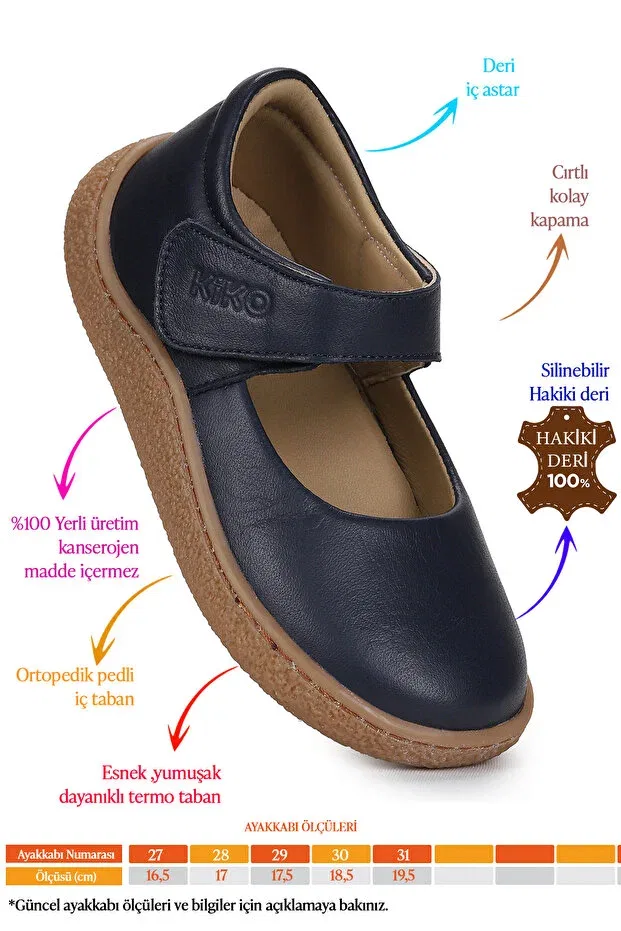 Детские балетки для девочек кожаные Lida Kiko Kids, Navy Blue — фото 2
