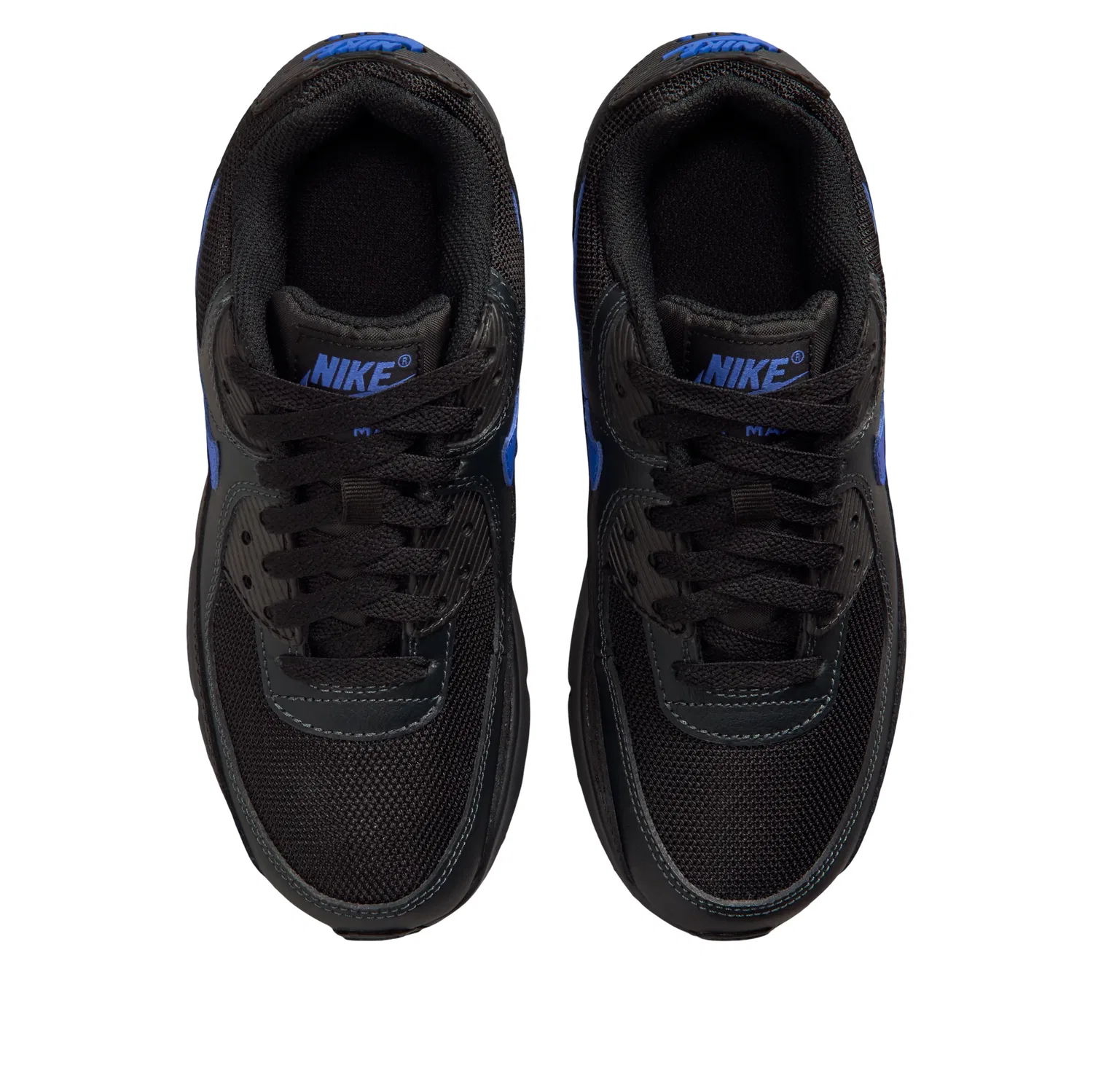 Детские кроссовки с сетчатым верхом Air Max 90 'Black Dark Smoke Grey' Nike, Black/Dark Smoke Grey/Racer Blue — фото 3