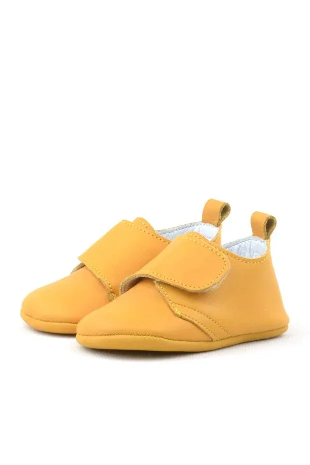 Детские пинетки из натуральной кожи на липучке Booba Hapshoe, Yellow — фото 4