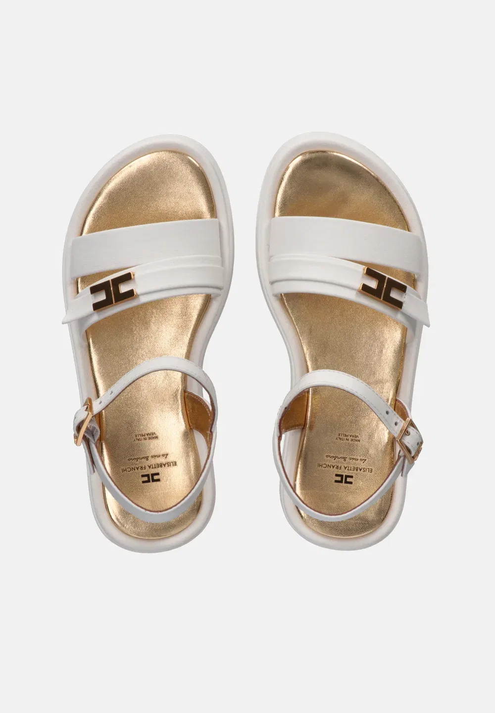 Монограмма - сандалии на платформе Elisabetta Franchi La Mia Bambina, Bianco — фото 3