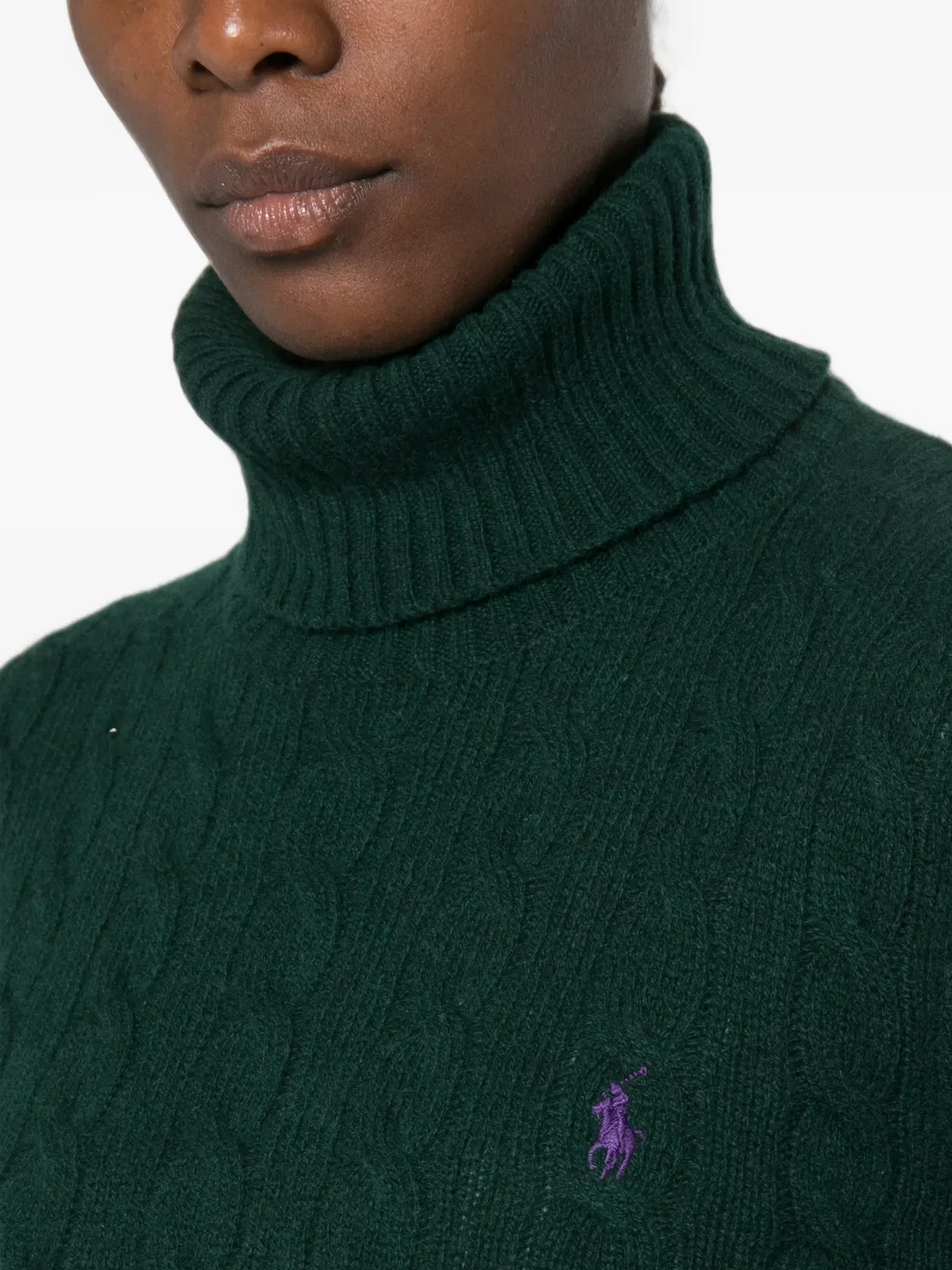 Polo Ralph Lauren Свитер фактурной вязки темно-зеленый — фото 3