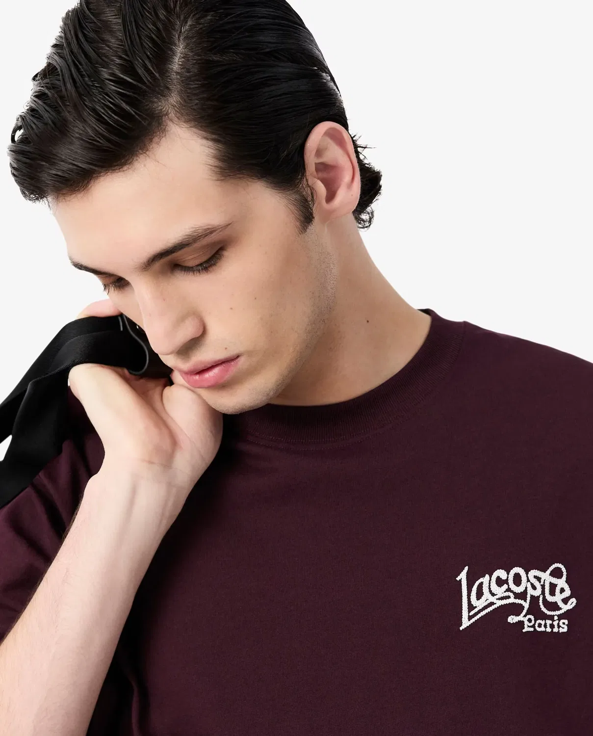 Мужская футболка Lacoste хлопковая, с логотипом, Marrón — фото 3