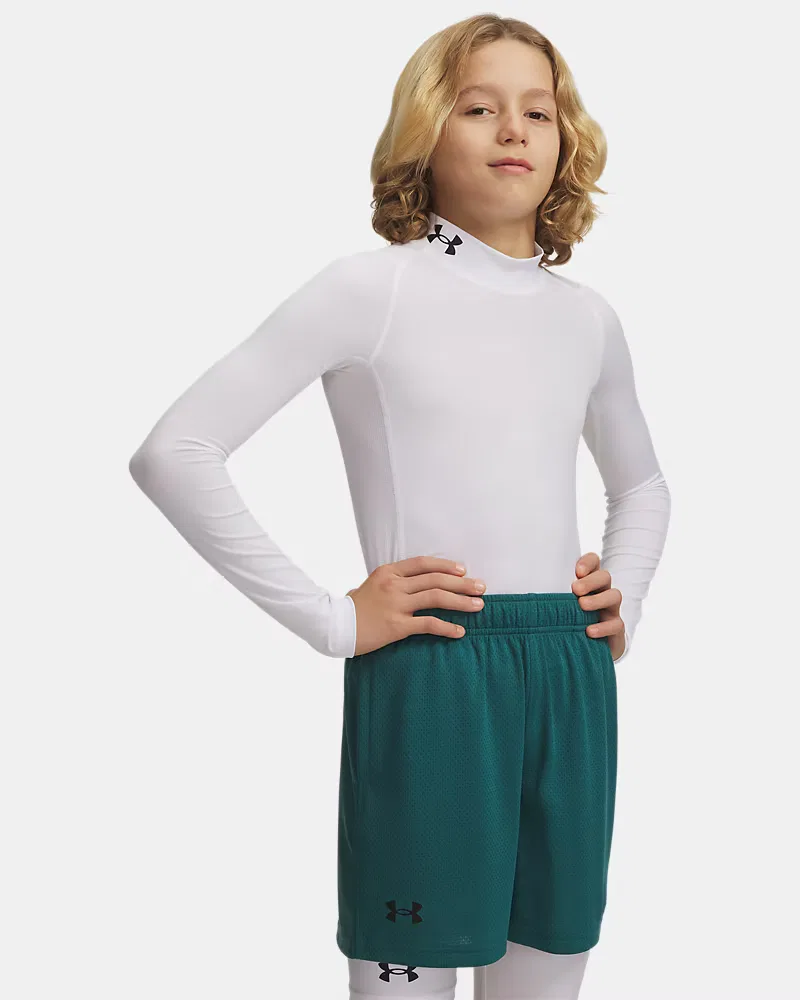 Лонгслив базовый слой с высоким воротом HeatGear UnderArmour, White/Black