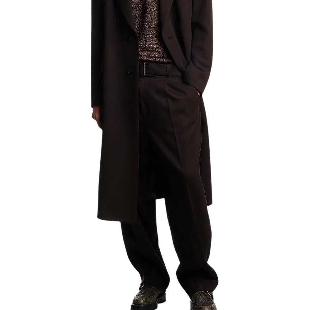 Женские брюки классические из шерсти Emporio Armani, Brown — фото 3