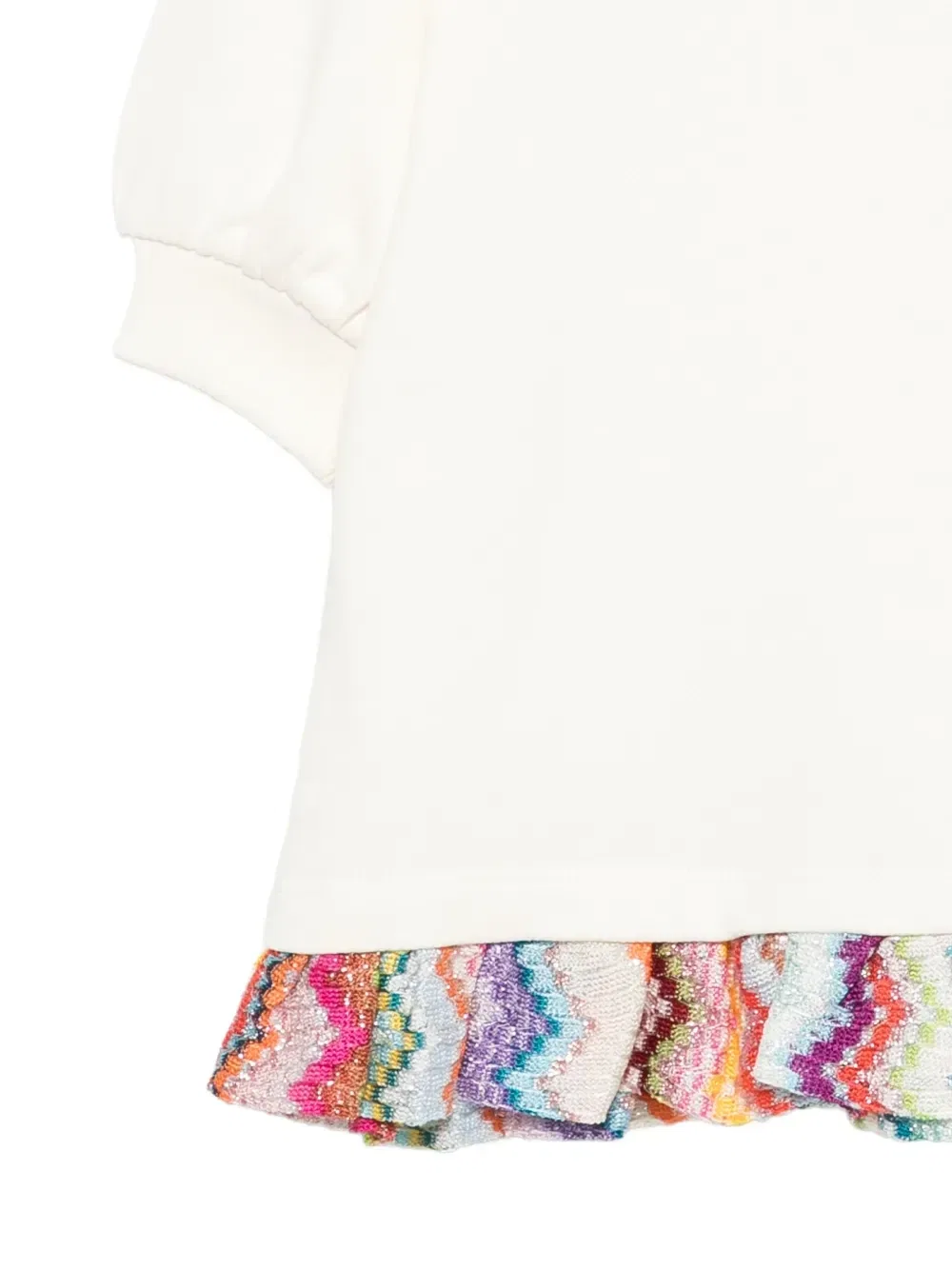 Платье с зигзагообразной отделкой и вышитым логотипом Missoni Kids, бежевый — фото 3