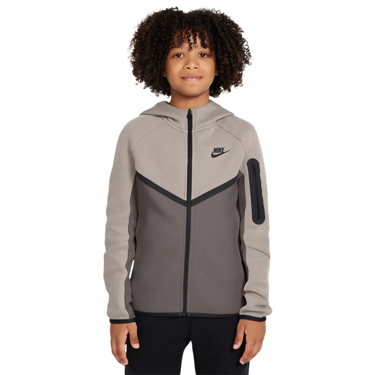 Детское худи для мальчиков с полной застежкой-молнией Tech Full Zip Fleece Nike, Beige Beige