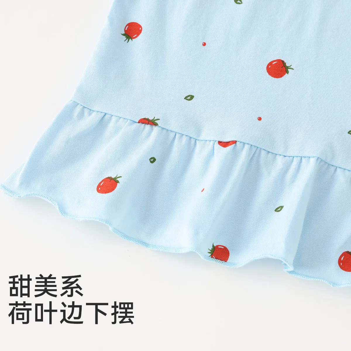 Детская пижама-платье для девочек с длинным рукавом хлопковое Red bean, Crystal Blue — фото 4