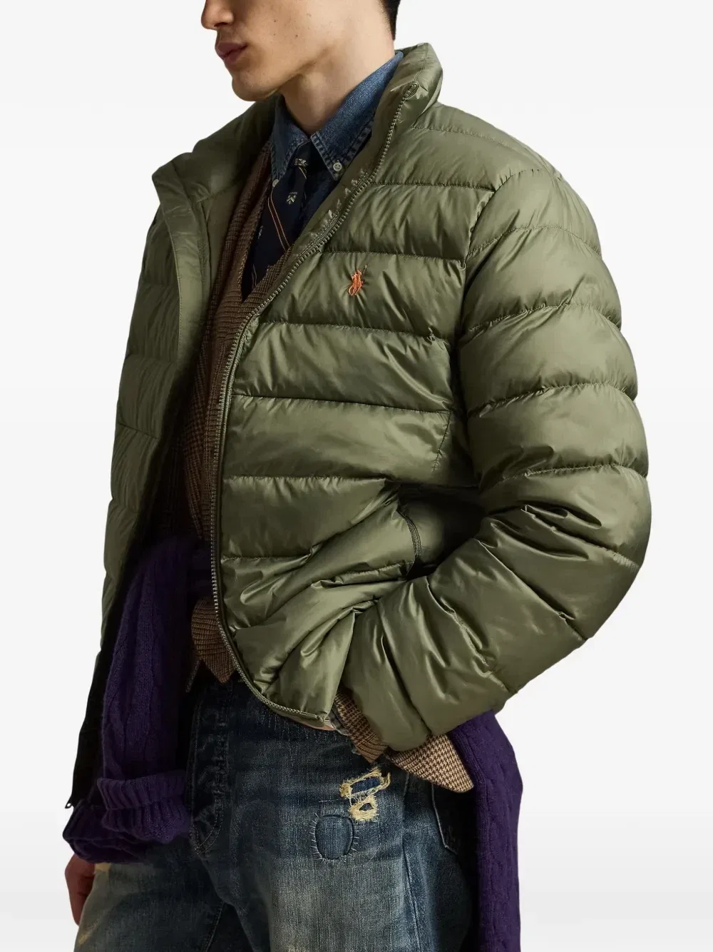 Стеганая куртка с высоким воротником POLO RALPH LAUREN, зеленый — фото 3