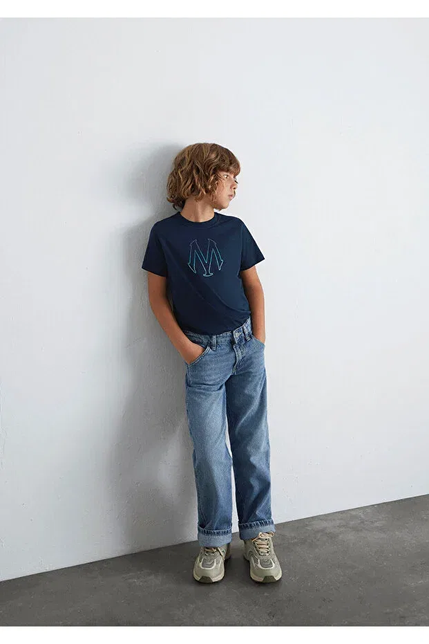 Детская футболка с принтом M Logo Mavi, Navy Blue-70490 — фото 2