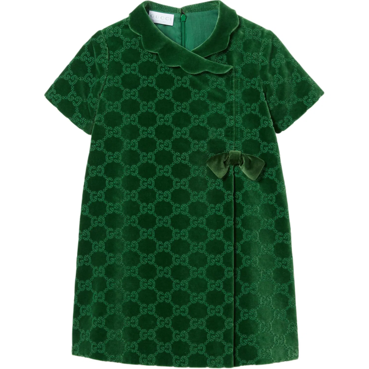 Детское платье с круглым вырезом, средней длины, Green, GUCCI