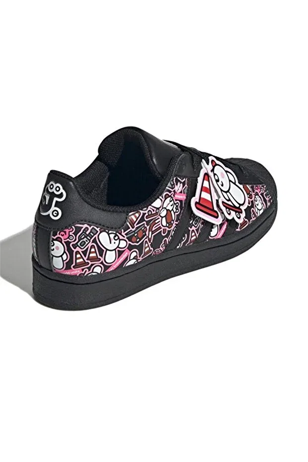 Детские кроссовки для девочек кожаные Superstar j casual sneakers Adidas, Black — фото 3