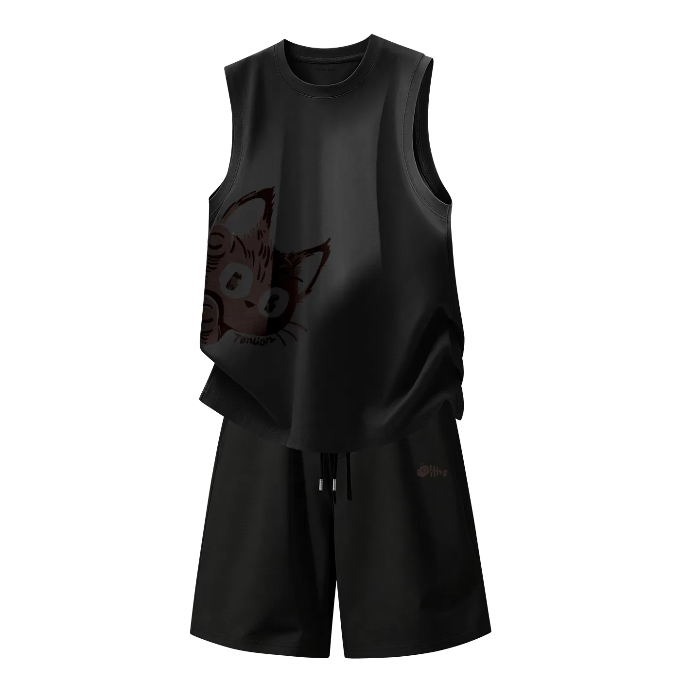 Детский комплект спортивной одежды без рукавов Tonlion, Черный