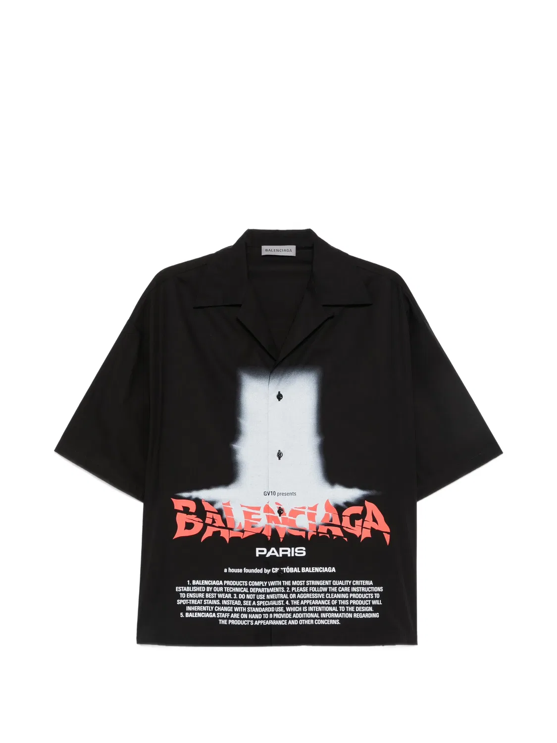 Рубашка с коротким рукавом черная Balenciaga, черный