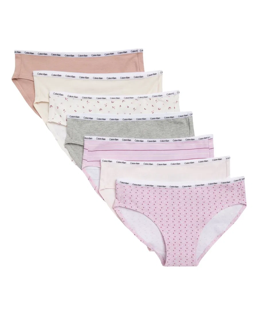 Комплект бикини с принтом сердце и полоска, 7 шт. Calvin Klein, Pink Floral Hearts/ Assorted