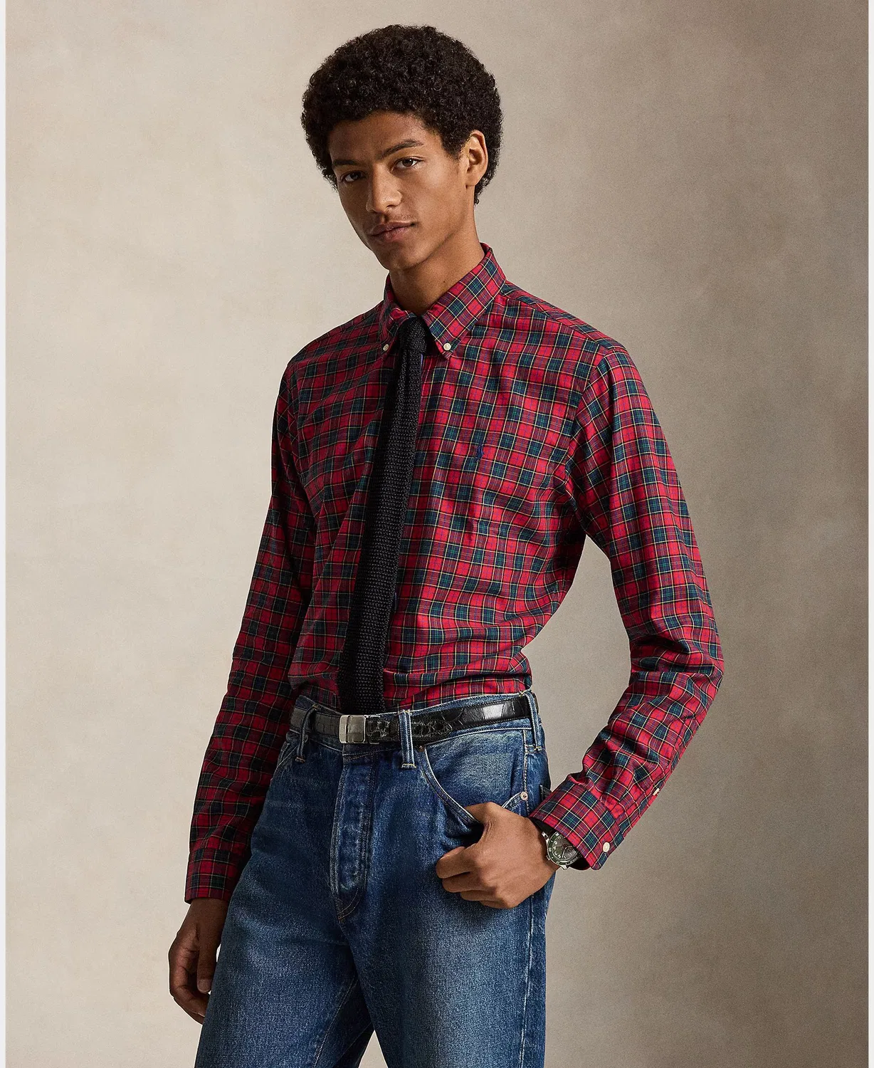 Мужская рубашка в клетку, Custom Fit, Polo Ralph Lauren, темно-красный