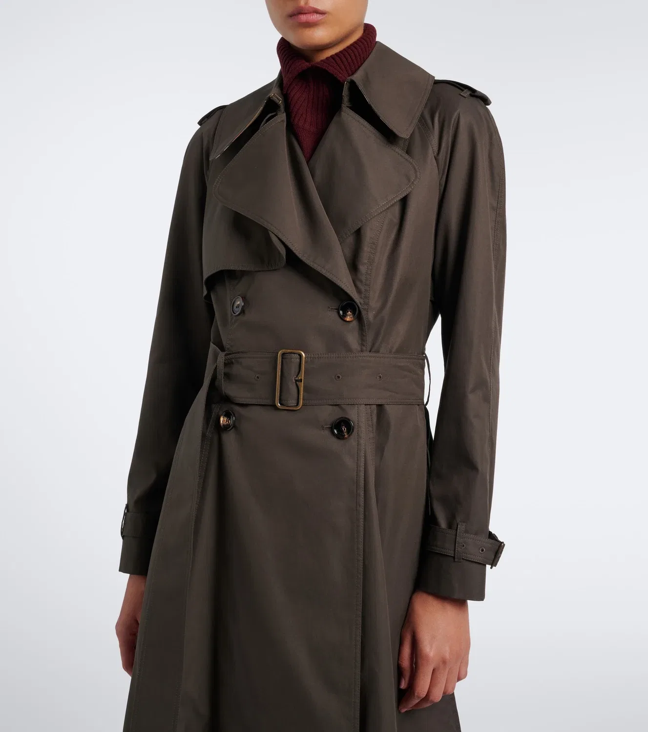 Тренчкот из хлопкового габардина Burberry, коричневый — фото 4