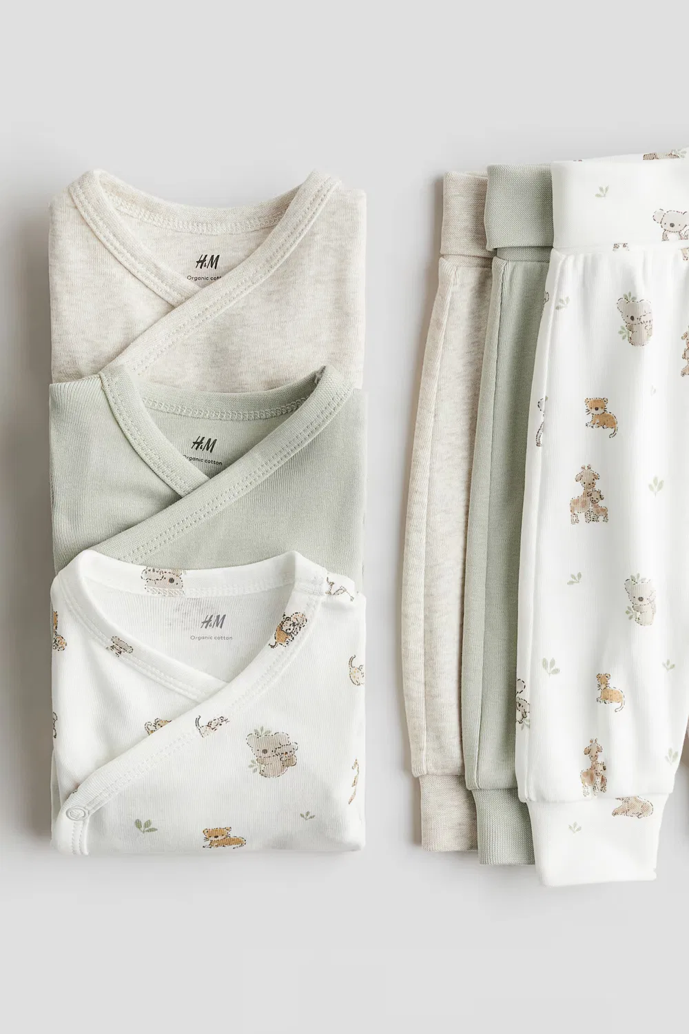 Комплект из 6 предметов, включающий боди и брюки H&M, Hellgrün/Tiere