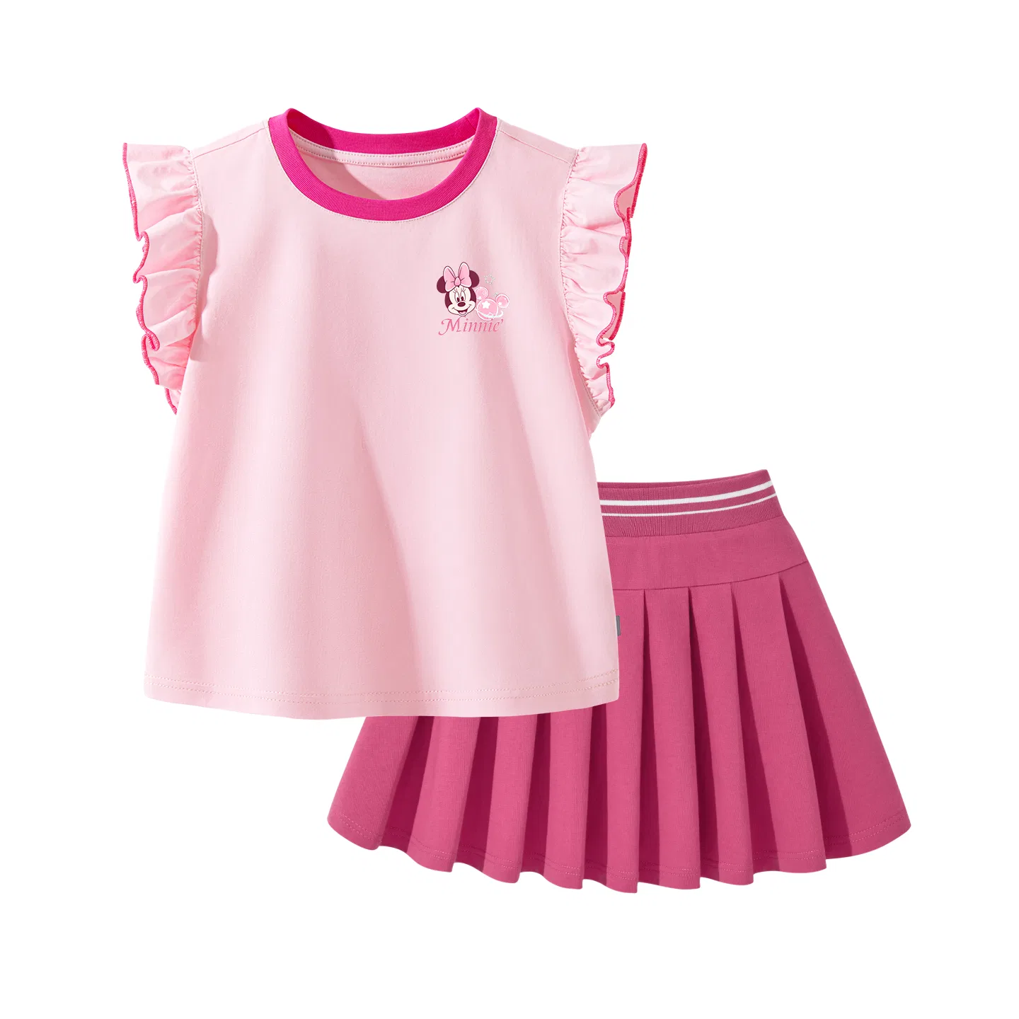 Детский комплект из топа и юбки с принтом Disney, Cream Pink Rose Red