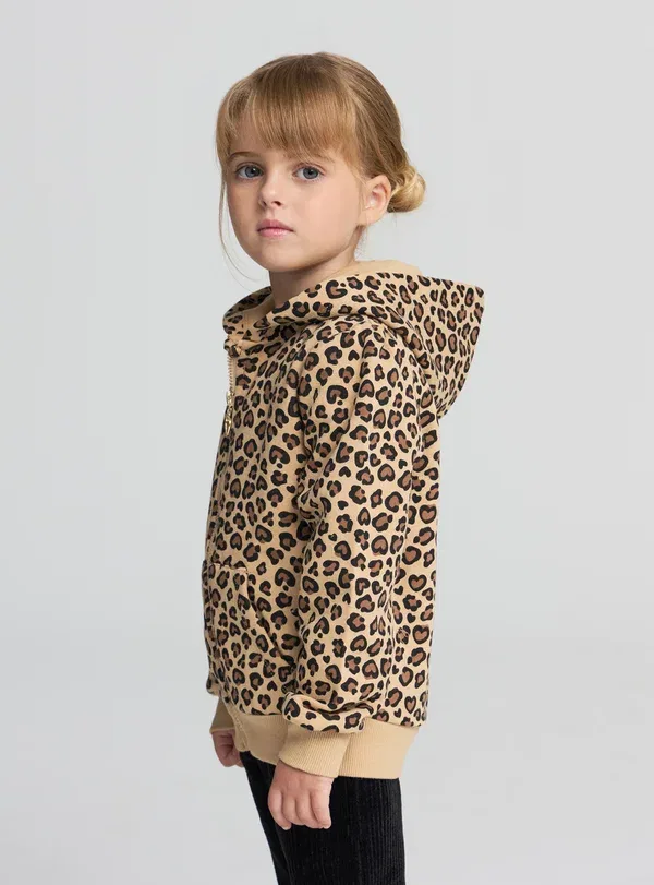 Толстовка на молнии с капюшоном Animal print Fantasia Terranova, Beige, бежевый — фото 2