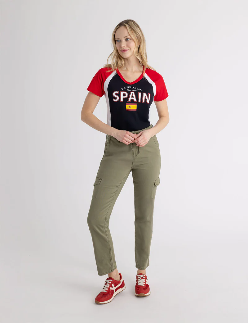 Футболка U.S. Polo Assn Color Block Spain, черный/красный — фото 2