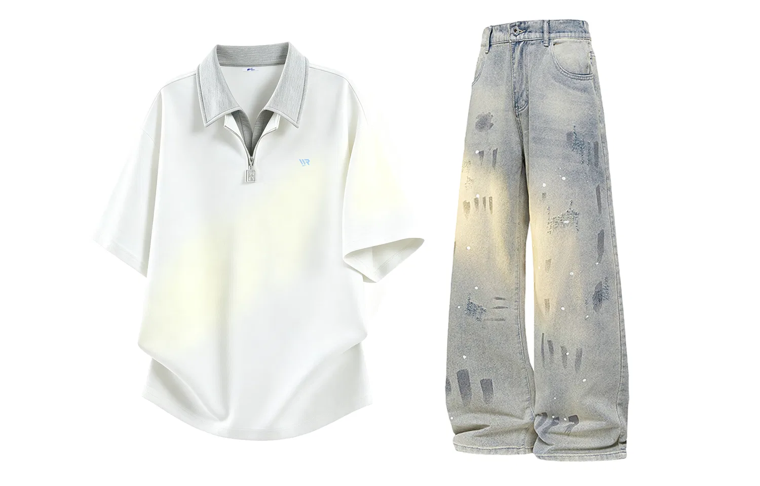 Детский спортивный костюм с отложным воротником Heather Gray+Blue Gray WARRIOR — фото 3