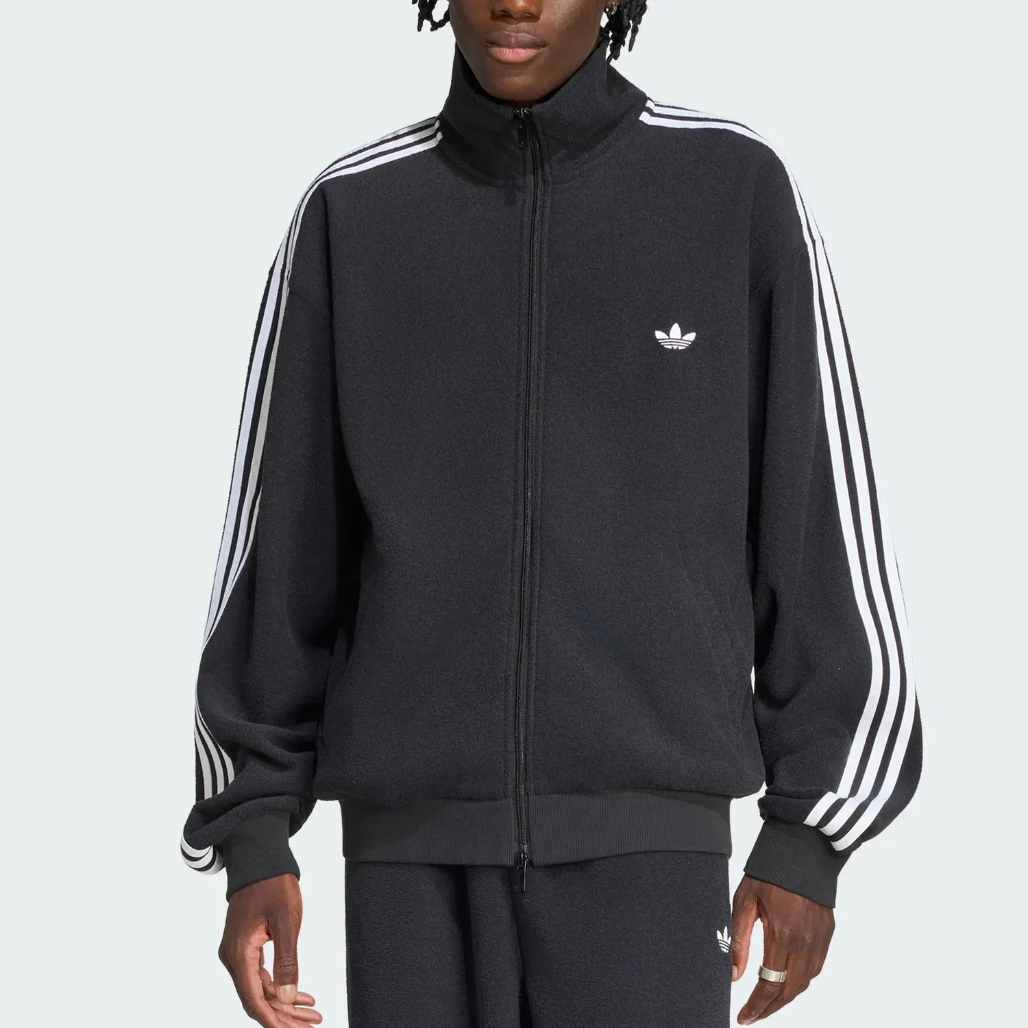 Женская куртка из букле с воротником-стойкой Adidas Originals, Black — фото 4