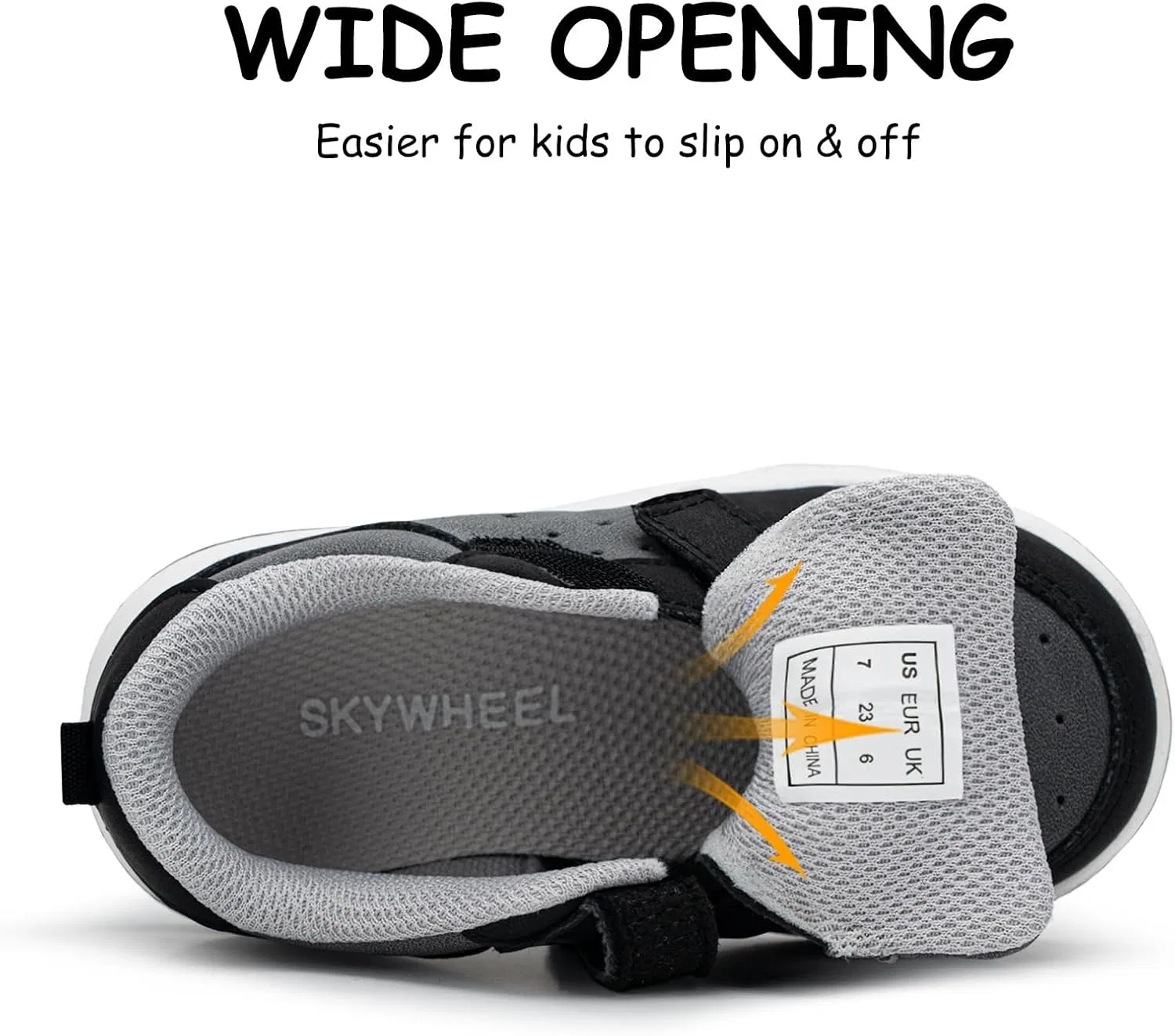 Детские кроссовки для мальчиков повседневные SKYWHEEL, Black Toddler Boy Shoes — фото 3