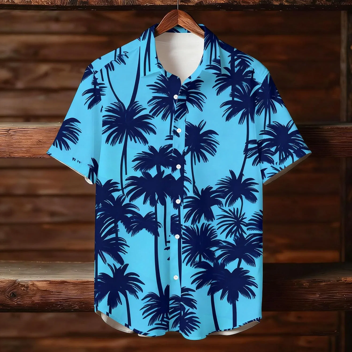 Мужская футболка с цветочным принтом Funky Hawaiian Shirt, Blue — фото 3