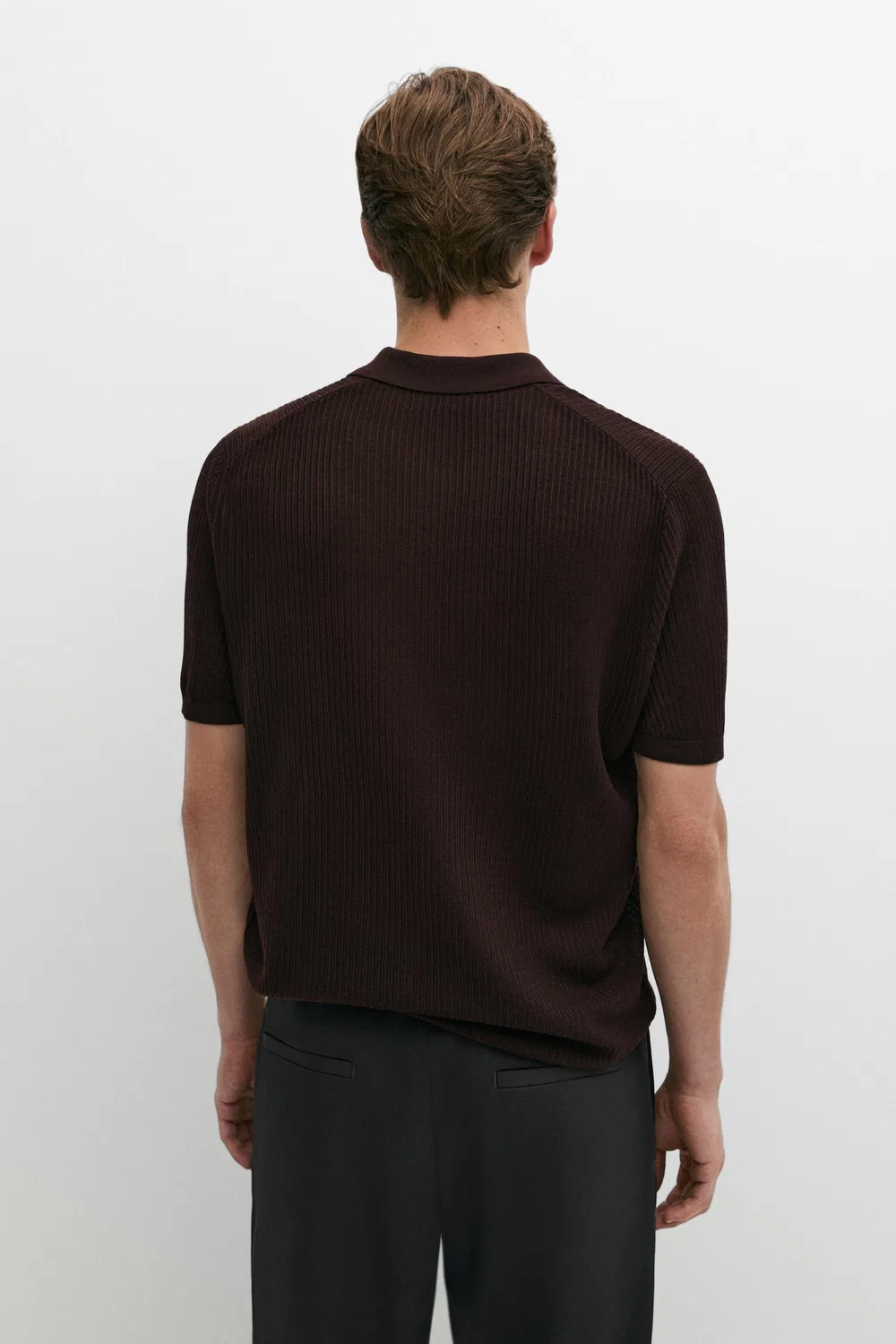 Поло Massimo Dutti Wool Blend Short Sleeve Knit, бордовый — фото 3