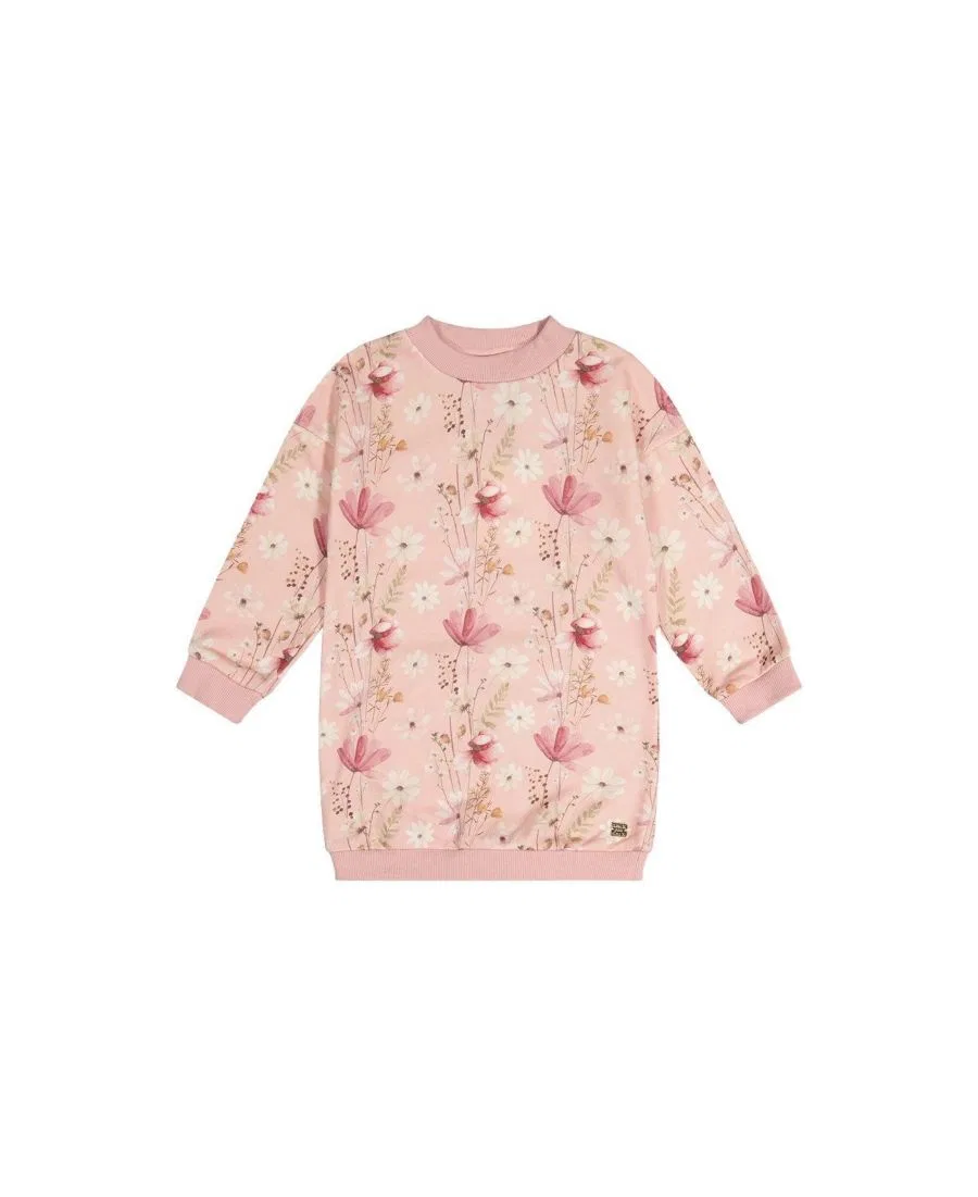 Платье из футера с принтом Soft Poetry Deux par Deux, Pink Printed Flowers