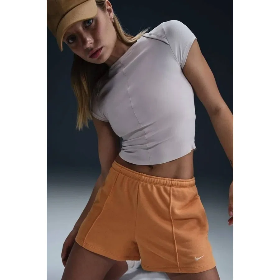 Женские шорты из футера с принтом Sportswear Chill Terry Nike, Оранжевый — фото 3