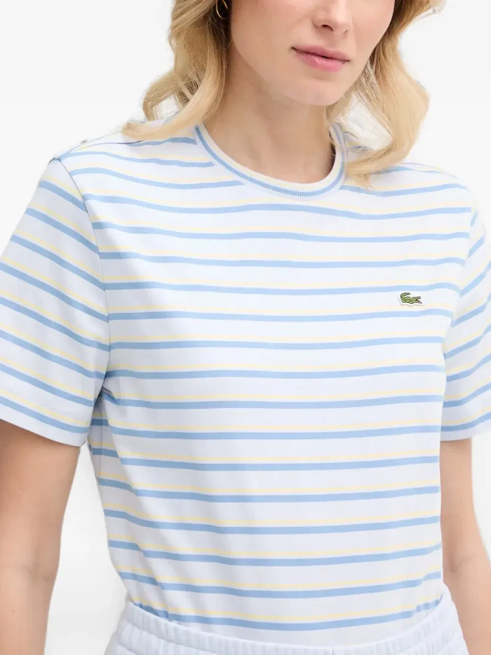 Футболка в полоску с нашивкой-логотипом Lacoste, бежевый — фото 4