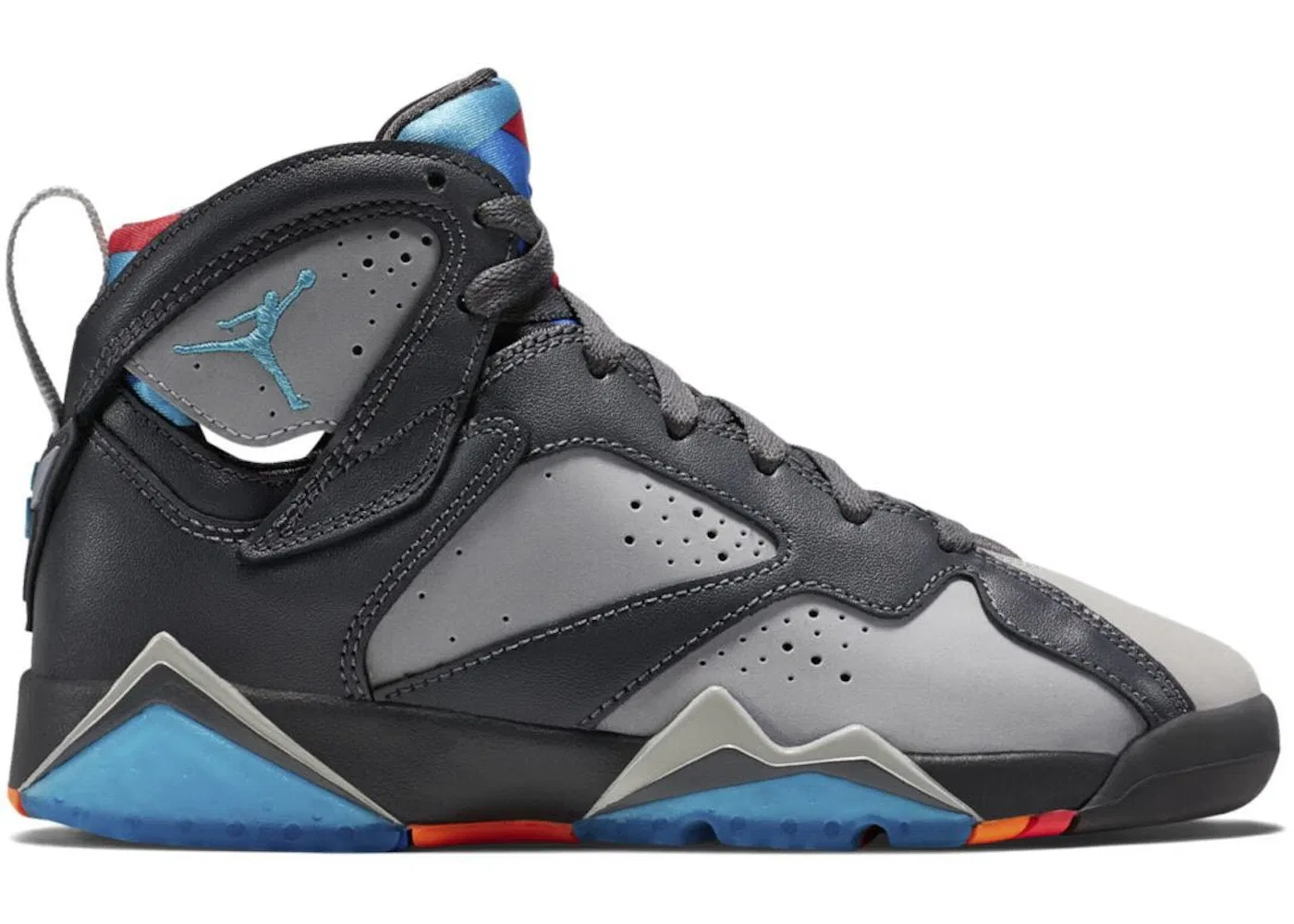 Детские кроссовки Lifestyle Jordan 7 Retro, Grey/Wolf Grey-Total Orange-Turquoise Blue