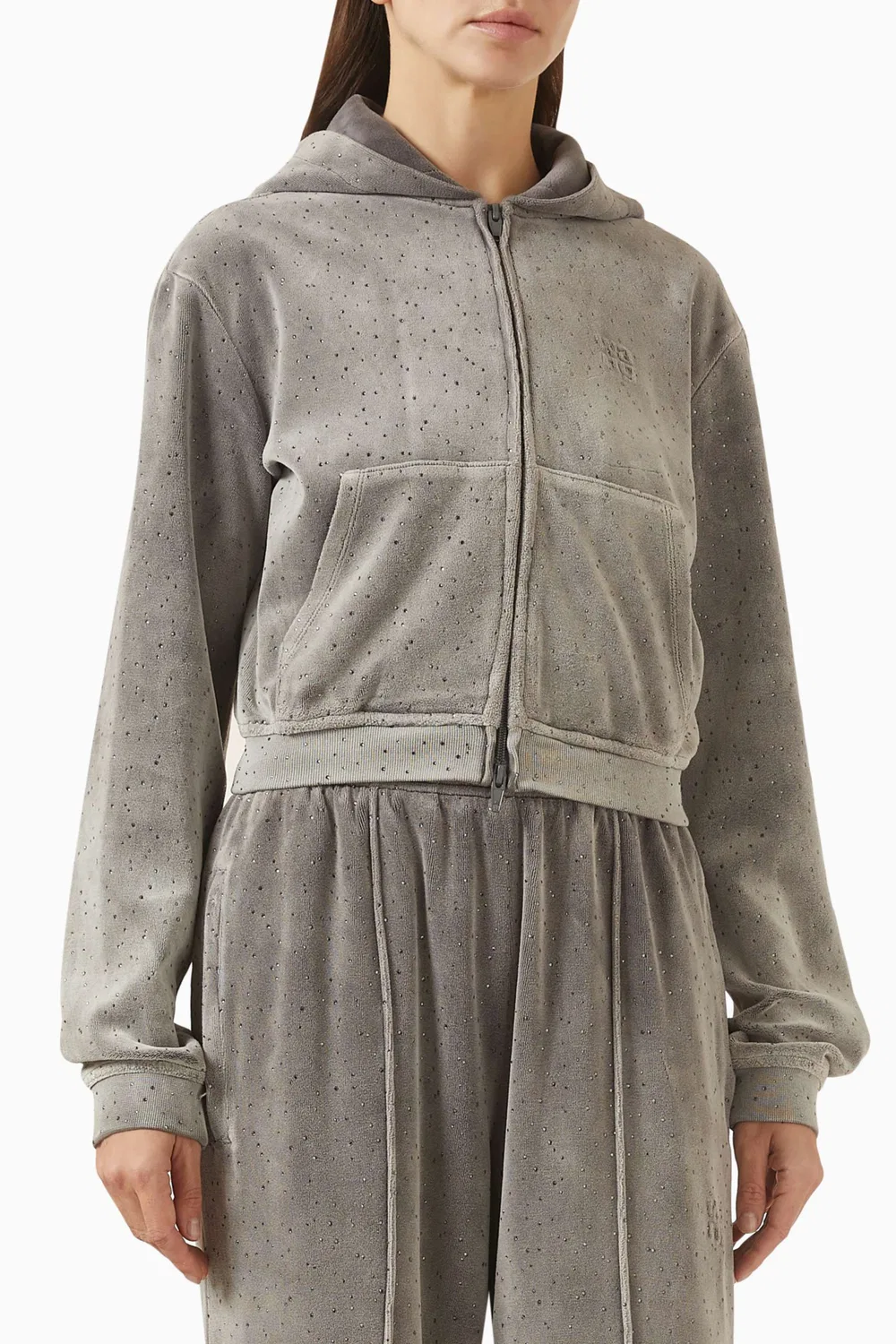 Худи укороченное из бархата Alexander Wang