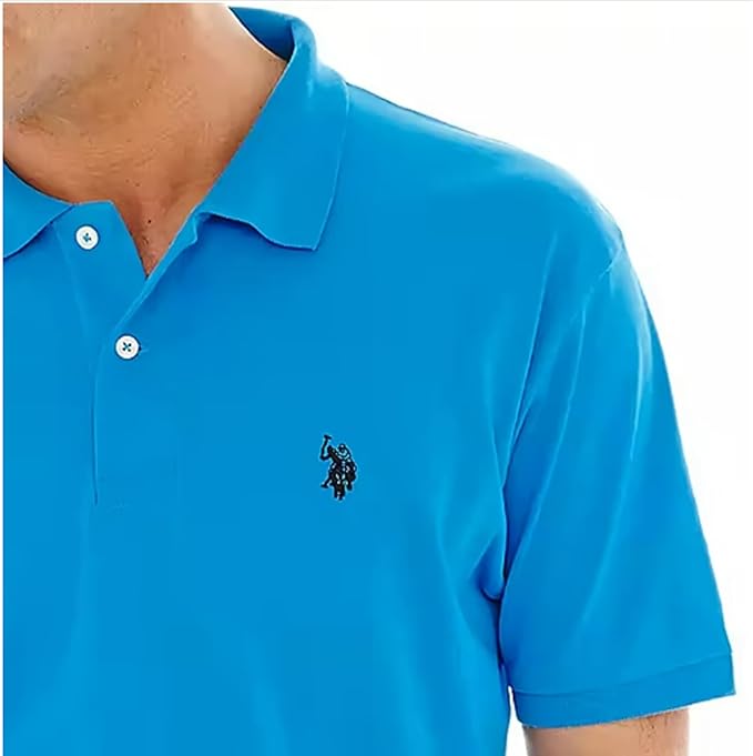 Поло U.S. Polo Assn. Solid Short Sleeve Interlock, синий — фото 3