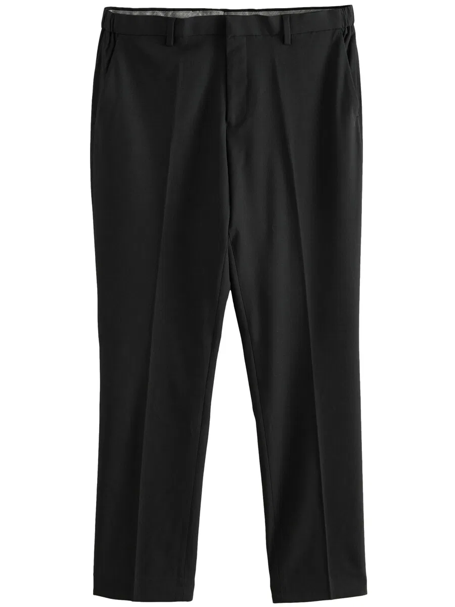 Брюки Next Regular Pleated Pants 'Motionflex' черного цвета
