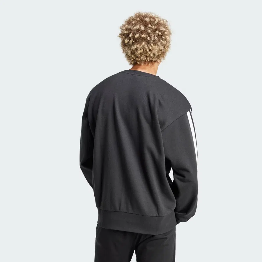Мужской свитшот из футера с длинным рукавом adidas, Черный — фото 2